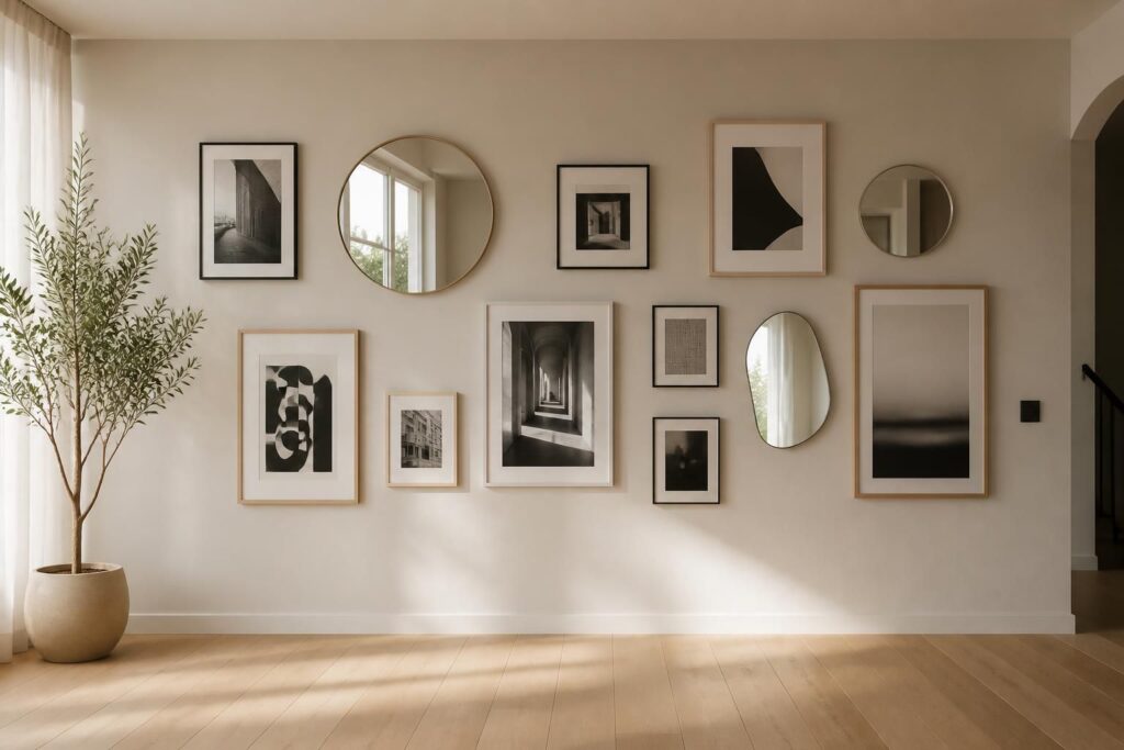 découvrez comment habiller un grand mur vide avec des cadres, miroirs et compositions pour créer une décoration harmonieuse et chaleureuse dans votre intérieur.