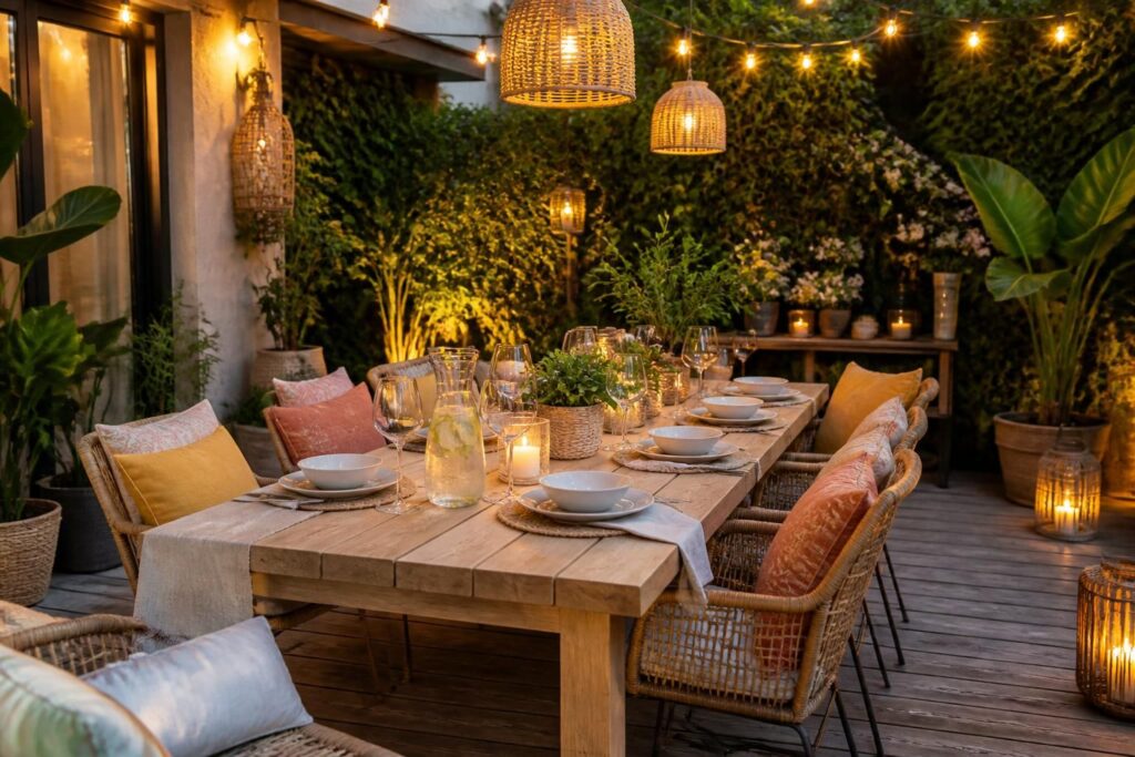 découvrez comment aménager un coin repas extérieur convivial sur votre terrasse pour profiter de repas en plein air chaleureux et agréables avec famille et amis.