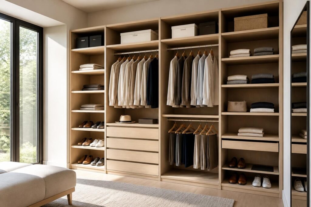 découvrez comment créer un dressing sur mesure en utilisant des caissons standards pour un aménagement pratique, esthétique et adaptable à votre espace.
